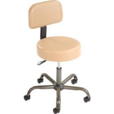 GLOBAL EQUIPMENT Interion    Antimicrobial Vinyl Medical Stool with Backrest, Beige 240160ABG